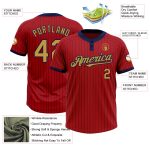 Personalized Red Navy Pinstripe Old Gold Two-Button Unisex Softball Jersey Team Custom Name and Number