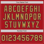 Personalized Red Navy Pinstripe Old Gold Two-Button Unisex Softball Jersey Team Custom Name and Number