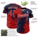Personalized Red Navy-White 3D Pattern Design Abstract Brush Stroke Authentic Baseball Jersey Team Custom Name and Number