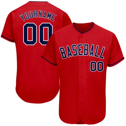 Personalized Red Navy-White Authentic Baseball Jersey