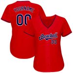 Personalized Red Navy-White Authentic Baseball Jersey Team Custom Name and Number