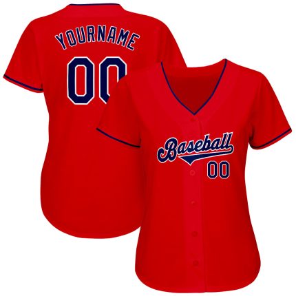 Personalized Red Navy-White Authentic Baseball Jersey Team Custom Name and Number