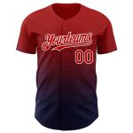 Personalized Red Navy-White Authentic Fade Fashion Baseball Jersey