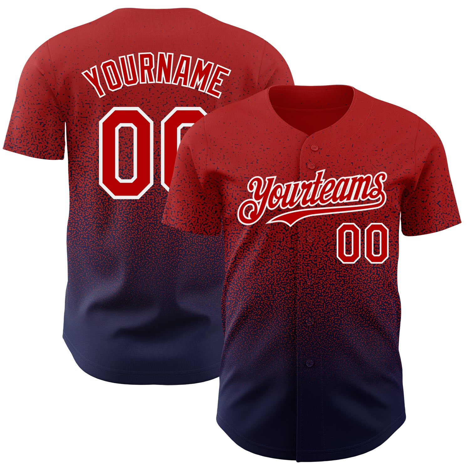 Personalized Red Navy-White Authentic Fade Fashion Baseball Jersey