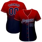 Personalized Red Navy-White Authentic Fade Fashion Baseball Jersey Team Custom Name and Number