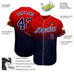 Personalized Red Navy-White Authentic Fade Fashion Baseball Jersey Team Custom Name and Number