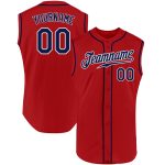 Personalized Red Navy-White Authentic Sleeveless Baseball Jersey Team Custom Name and Number
