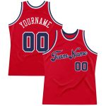 Personalized Red Navy-White Authentic Throwback Basketball Jersey