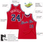 Personalized Red Navy-White Authentic Throwback Basketball Jersey