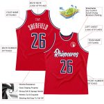 Personalized Red Navy-White Authentic Throwback Basketball Jersey Team Custom Name and Number