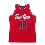 Personalized Red Navy-White Authentic Throwback Basketball Jersey Team Custom Name and Number