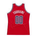 Personalized Red Navy-White Authentic Throwback Basketball Jersey Team Custom Name and Number