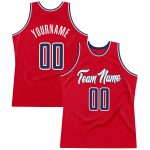 Personalized Red Navy-White Authentic Throwback Basketball Jersey Team Custom Name and Number