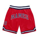 Personalized Red Navy-White Authentic Throwback Basketball Shorts Team Custom Name and Number