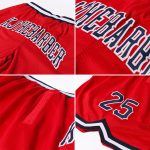 Personalized Red Navy-White Authentic Throwback Basketball Shorts Team Custom Name and Number