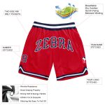 Personalized Red Navy-White Authentic Throwback Basketball Shorts Team Custom Name and Number