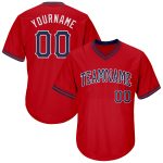 Personalized Red Navy-White Authentic Throwback Rib-Knit Baseball Jersey Shirt