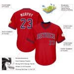 Personalized Red Navy-White Authentic Throwback Rib-Knit Baseball Jersey Shirt