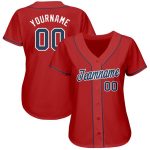 Personalized Red Navy-White Baseball Jersey Team Custom Name and Number