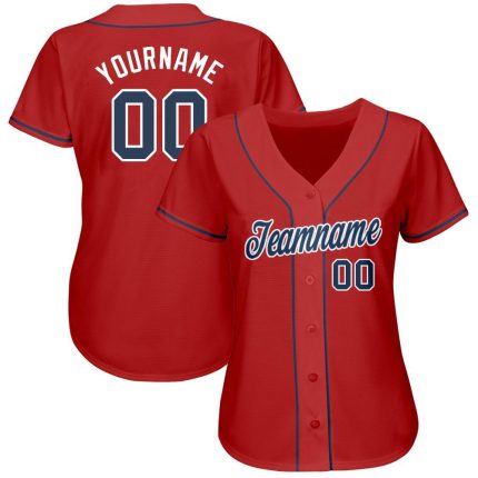 Personalized Red Navy-White Baseball Jersey Team Custom Name and Number
