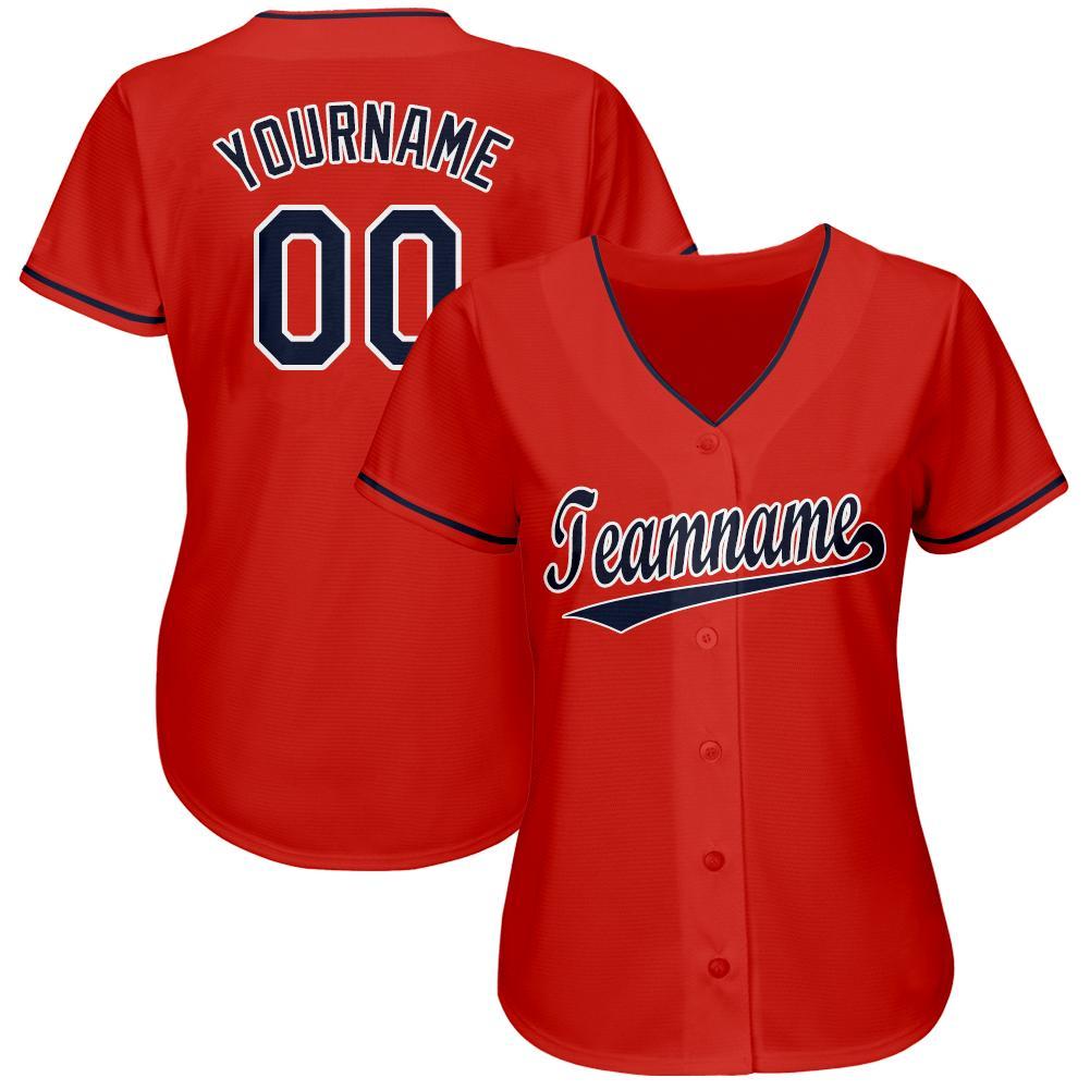 Personalized Red Navy-White Baseball Jersey