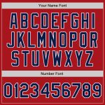 Personalized Red Navy-White Bomber Full-Snap Varsity Letterman Jacket