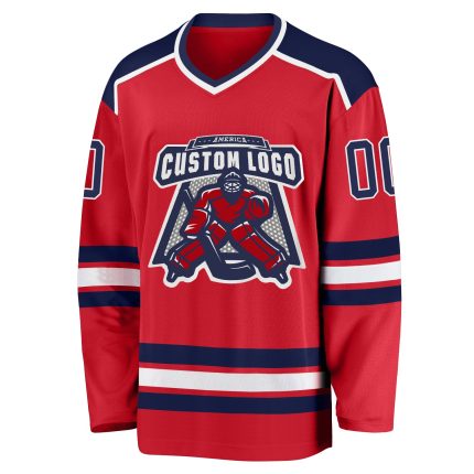 Personalized Red Navy-White Hockey Jersey Team Custom Name and Number