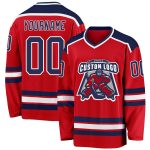 Personalized Red Navy-White Hockey Jersey Team Custom Name and Number