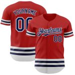 Personalized Red Navy-White Line Authentic Baseball Jersey Team Custom Name and Number