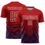 Personalized Red Navy-White Line Sublimation Soccer Uniform Jersey Team Custom Name and Number