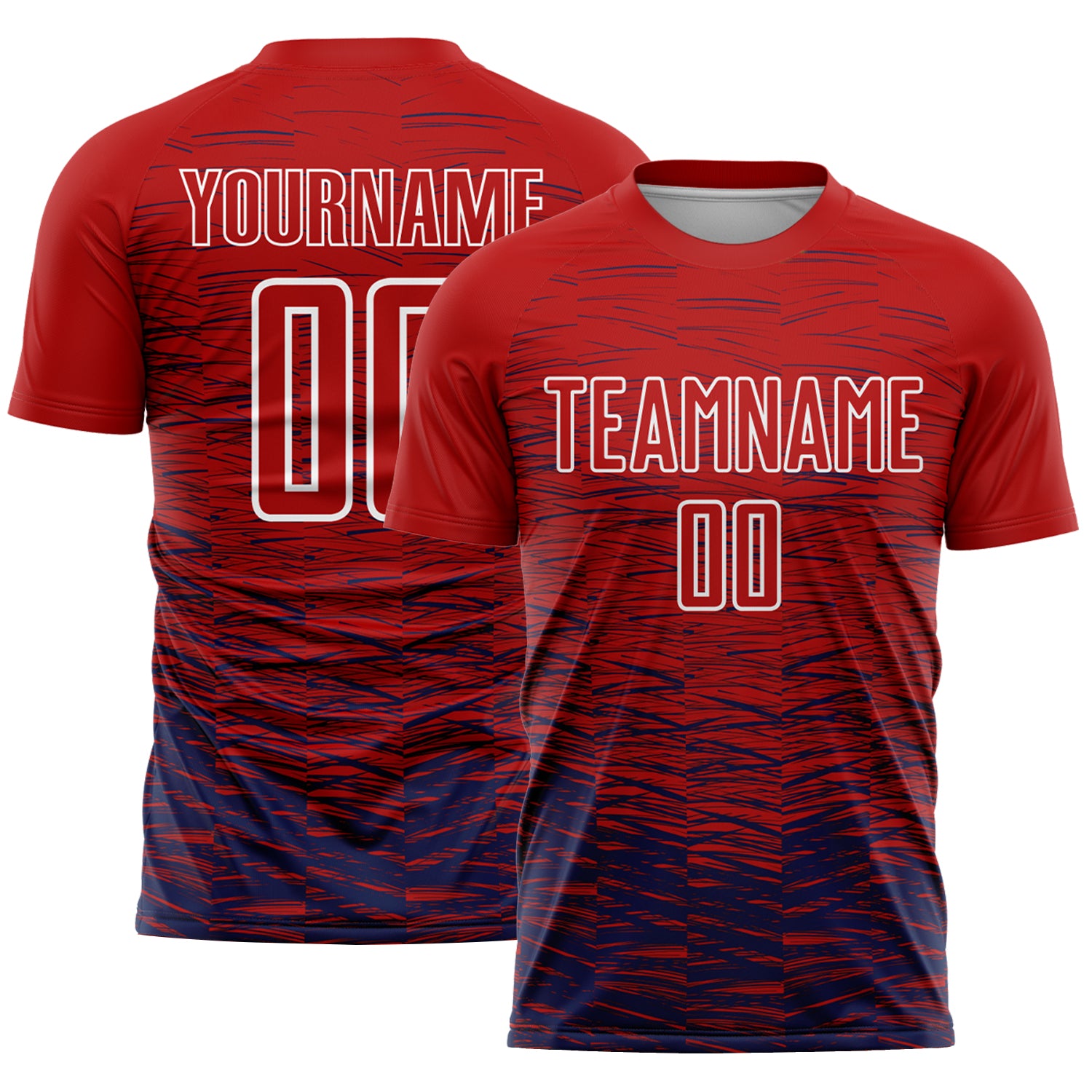 Personalized Red Navy-White Line Sublimation Soccer Uniform Jersey Team Custom Name and Number