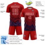 Personalized Red Navy-White Line Sublimation Soccer Uniform Jersey Team Custom Name and Number