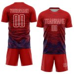 Personalized Red Navy-White Line Sublimation Soccer Uniform Jersey Team Custom Name and Number