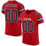 Personalized Red Navy-White Mesh Authentic Football Jersey Team Custom Name and Number