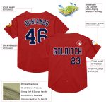 Personalized Red Navy-White Mesh Authentic Throwback Baseball Jersey