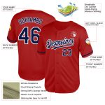 Personalized Red Navy-White Mesh Authentic Throwback Baseball Jersey Team Custom Name and Number