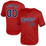 Personalized Red Navy-White Mesh Authentic Throwback Baseball Jersey Team Custom Name and Number