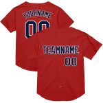 Personalized Red Navy-White Mesh Authentic Throwback Baseball Jersey