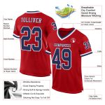 Personalized Red Navy-White Mesh Authentic Throwback Football Jersey Team Custom Name and Number