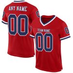 Personalized Red Navy-White Mesh Authentic Throwback Football Jersey Team Custom Name and Number