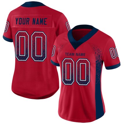 Personalized Red Navy-White Mesh Drift Fashion Football Jersey Team Custom Name and Number