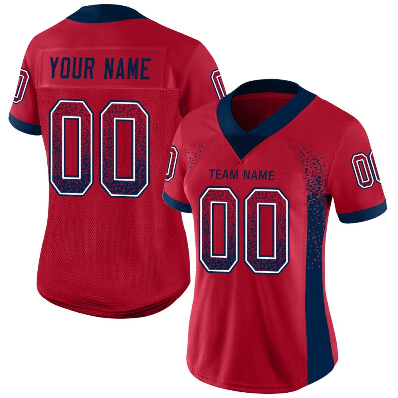Personalized Red Navy-White Mesh Drift Fashion Football Jersey Team Custom Name and Number