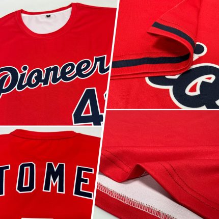 Personalized Red Navy-White Performance T-Shirt Team Custom Name and Number
