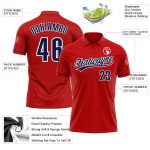Personalized Red Navy-White Performance Vapor Golf Polo Shirt Team Custom Name and Number