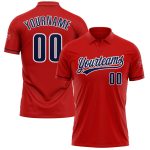 Personalized Red Navy-White Performance Vapor Golf Polo Shirt Team Custom Name and Number
