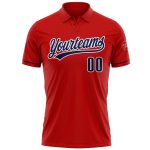 Personalized Red Navy-White Performance Vapor Golf Polo Shirt Team Custom Name and Number