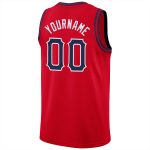 Personalized Red Navy-White Round Neck Rib-Knit Basketball Jersey Team Custom Name and Number