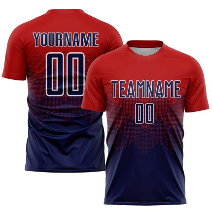 Personalized Red Navy-White Sublimation Soccer Uniform Jersey