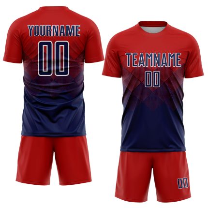 Personalized Red Navy-White Sublimation Soccer Uniform Jersey