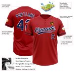 Personalized Red Navy-White Two-Button Unisex Softball Jersey